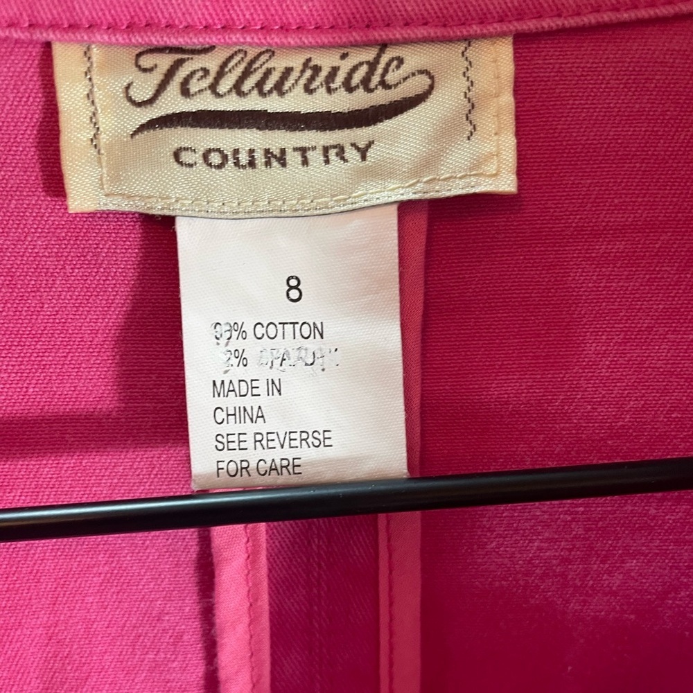 Telluride Country Vintage Cotton Pink Cropped Blazer Size 8/S - Picture 3 of 8